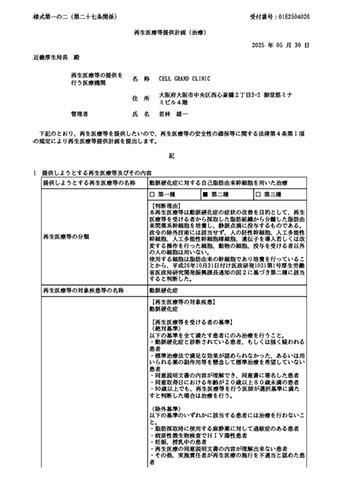 動脈硬化症に対する自己脂肪由来幹細胞を用いた治療