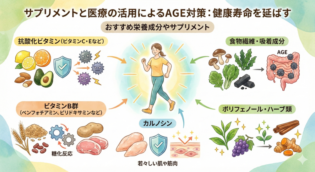 サプリメントと医療の活用によるAGE対策：健康寿命を延ばす