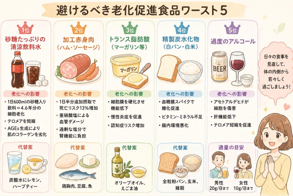 避けるべき老化促進食品ワースト５
