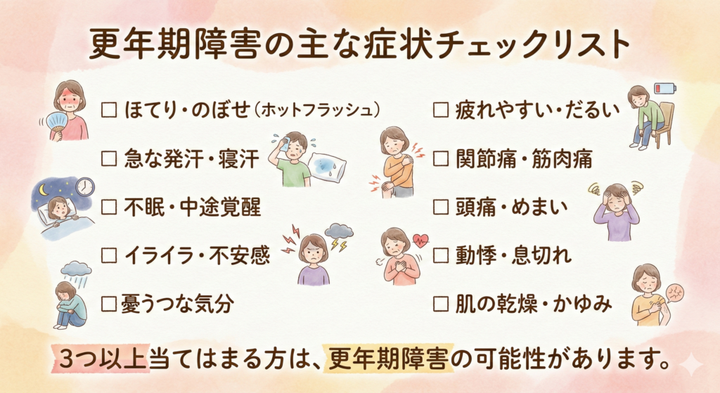 更年期障害の主な症状チェックリスト