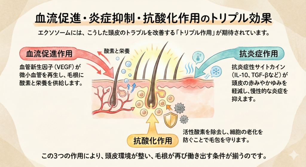 血流促進・炎症抑制・抗酸化作用のトリプル効果