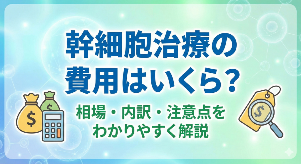 幹細胞治療の費用はいくら？
相場・内訳・注意点をわかりやすく解説