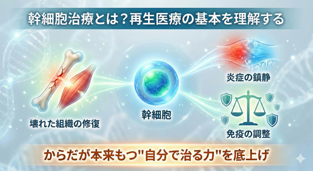 幹細胞治療とは？再生医療の基本を理解する。