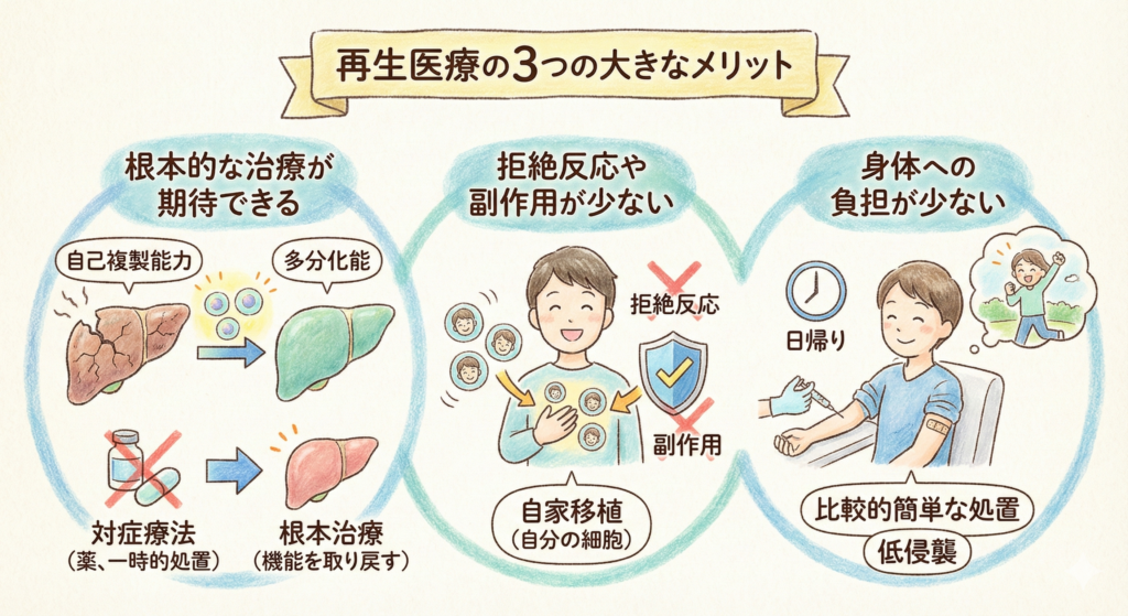再生医療の3つの大きなメリット