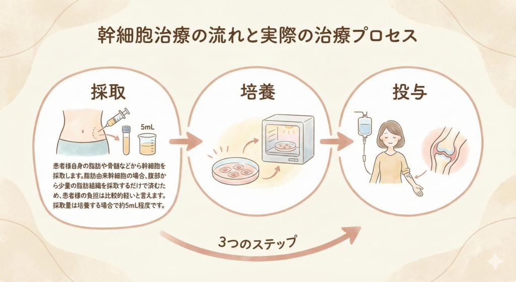 幹細胞治療の流れと実際の治療プロセス