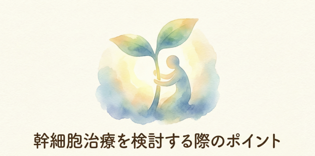 幹細胞治療を検討する際のポイント