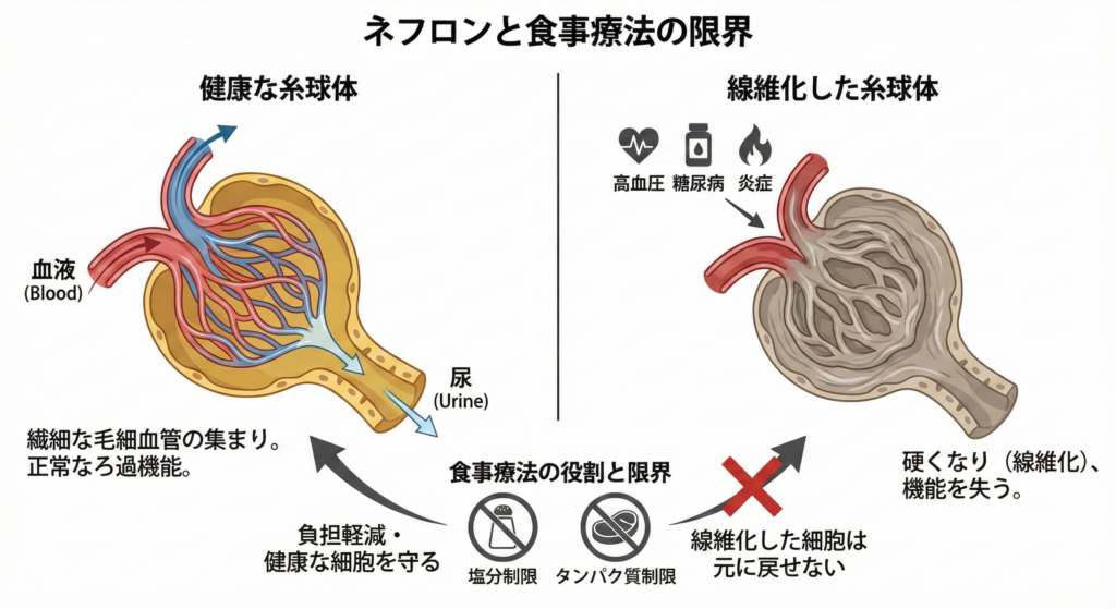 ネフロンと食事療法の限界
