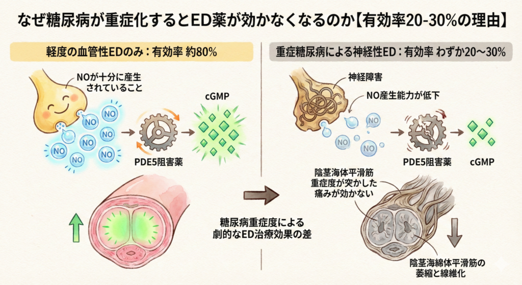 なぜ糖尿病が重症化するとED薬が効かなくなるのか