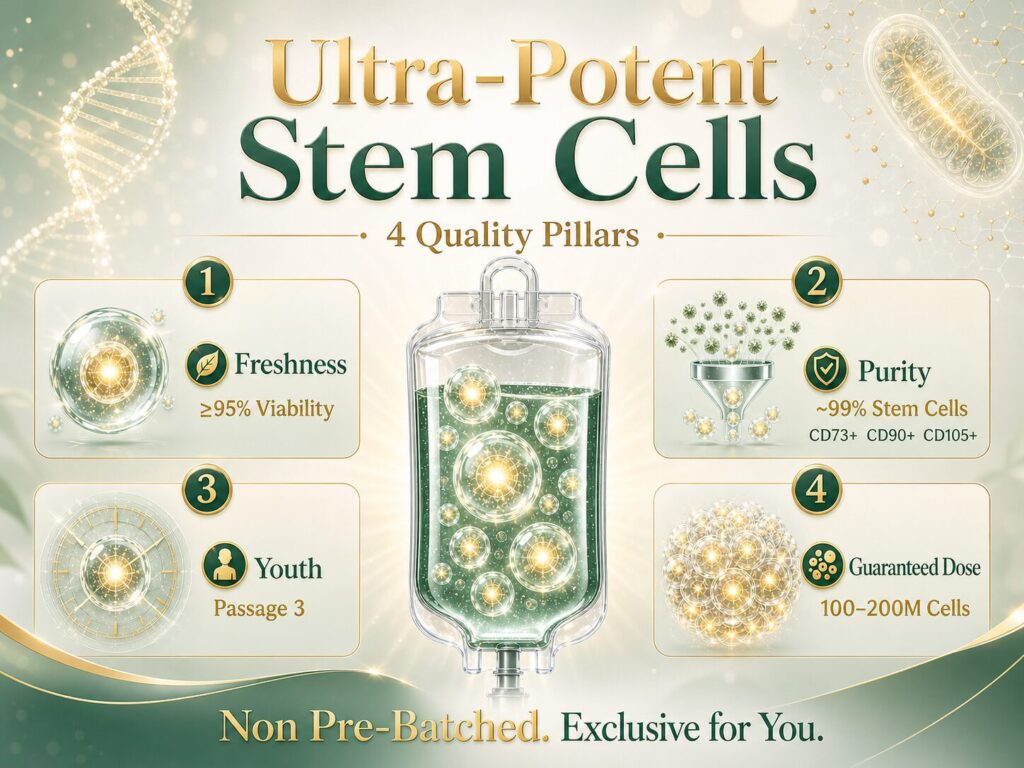 What sets Cell Grand Clinic's stem cells apart is a commitment to four non-negotiable quality benchmarks that define every Grand Stem Cell treatment: