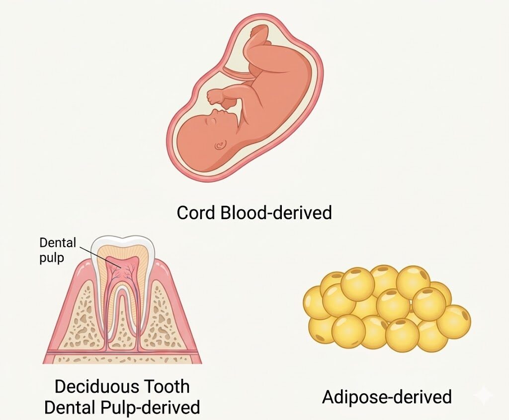 Cell Grand Clinic offers three distinct exosome sources: umbilical cord blood, dental pulp and adipose.
