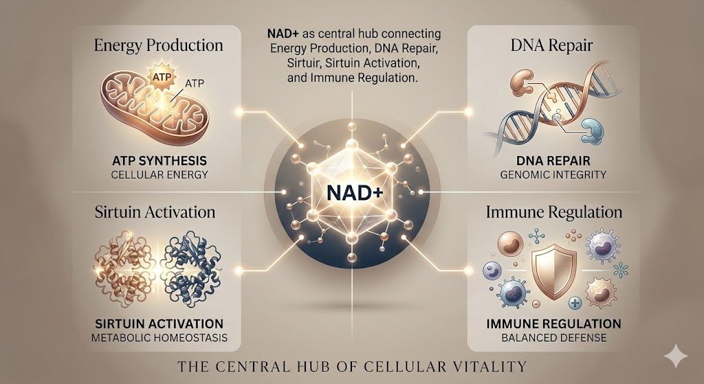 The Role of NAD+ in Energy, DNA Repair and Longevity